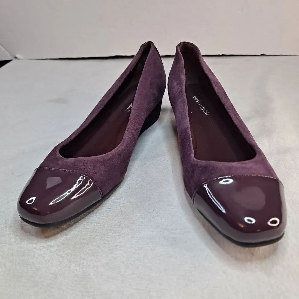 Easy Spirit Segracey Wedges Women's Size 9.5M Purple Suede Cap Toe